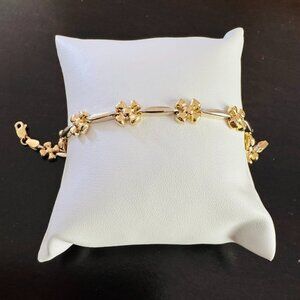 14K Yellow Gold Flower Bracelet Italy